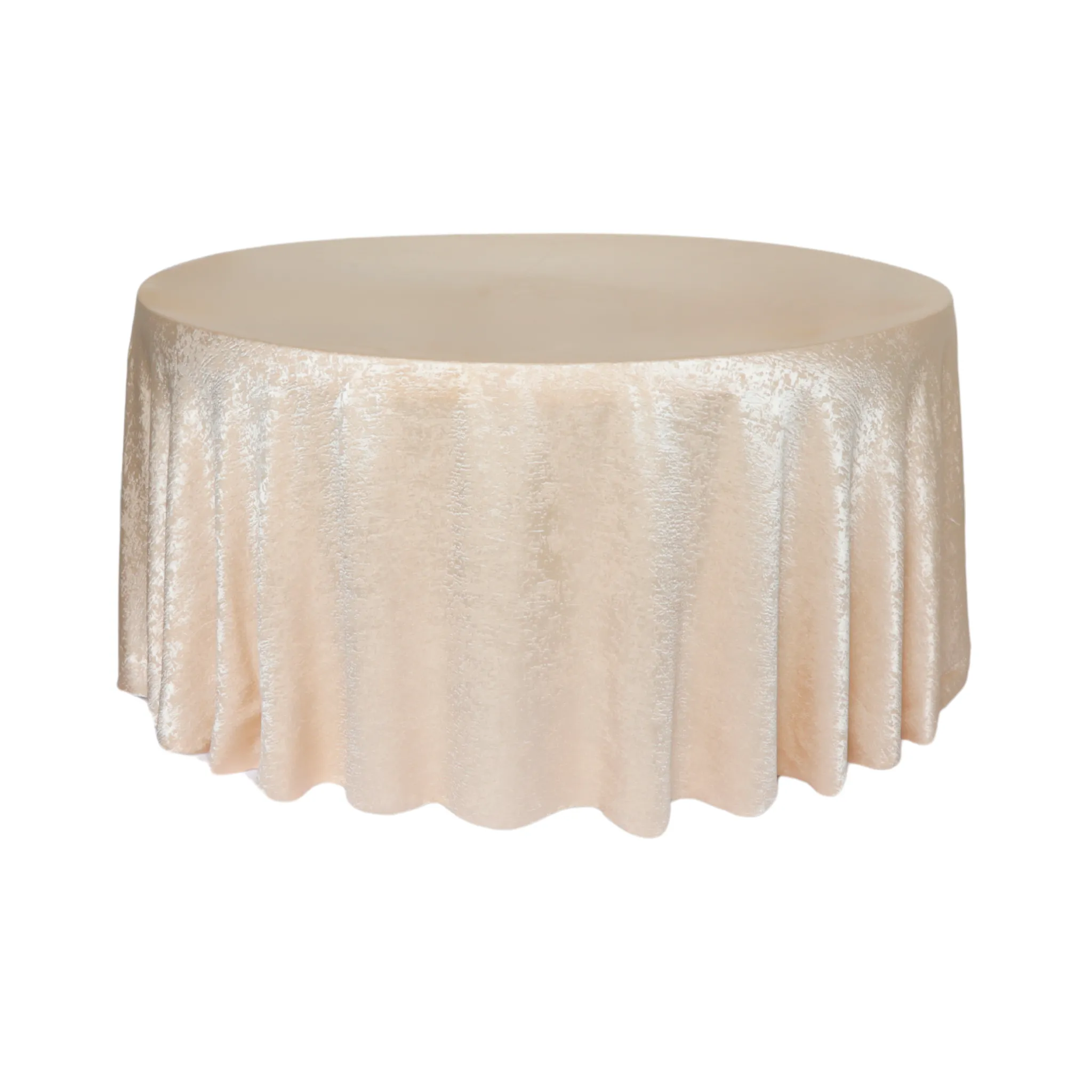 Crinkle Shimmer 132" Round Tablecloth - Champagne