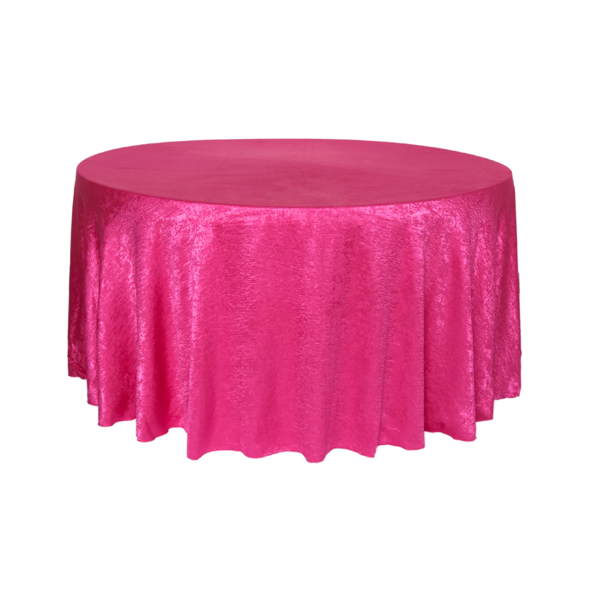 Crinkle Shimmer 132" Round Tablecloth - Fuchsia