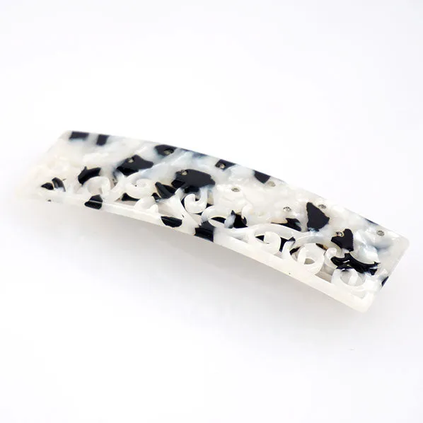 Crystalmood Cellulose Acetate Rectangle Filigree Hair Barrette w/ Rhinestones