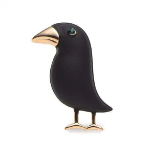 Cute Crow / Raven Brooch Black Paint Bird Enamel Brooches