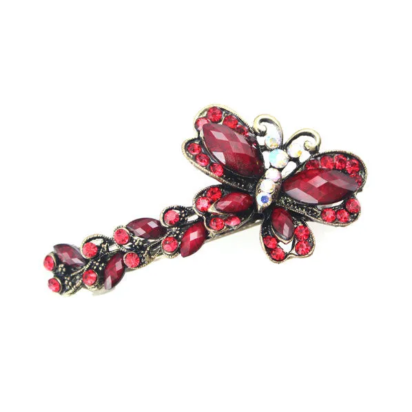 Czech Rhinestone Hair Barrette Butterfly