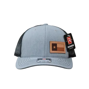 Dally Up Men's Grey Texas Flag Leather Patch Cap