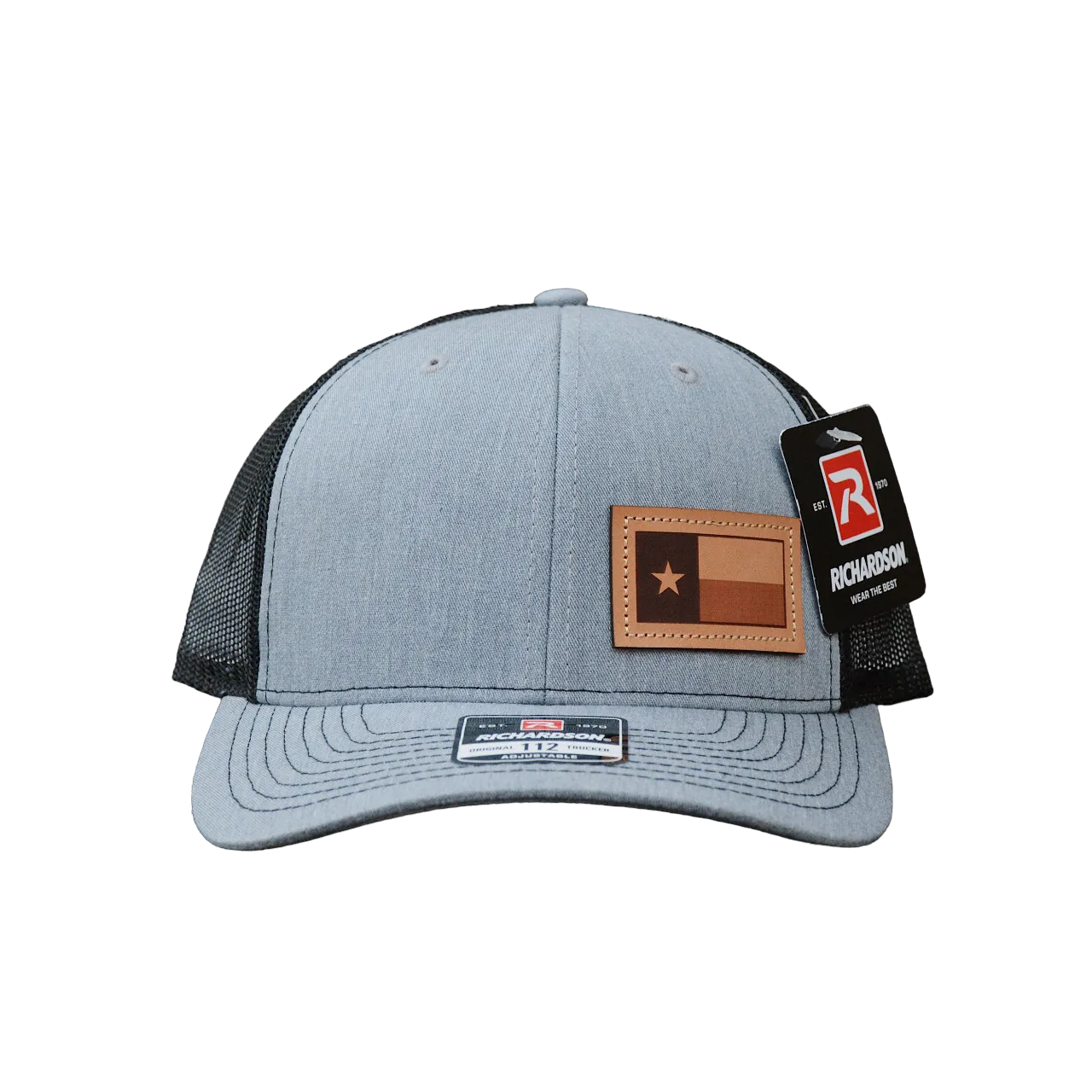 Dally Up Men's Grey Texas Flag Leather Patch Cap