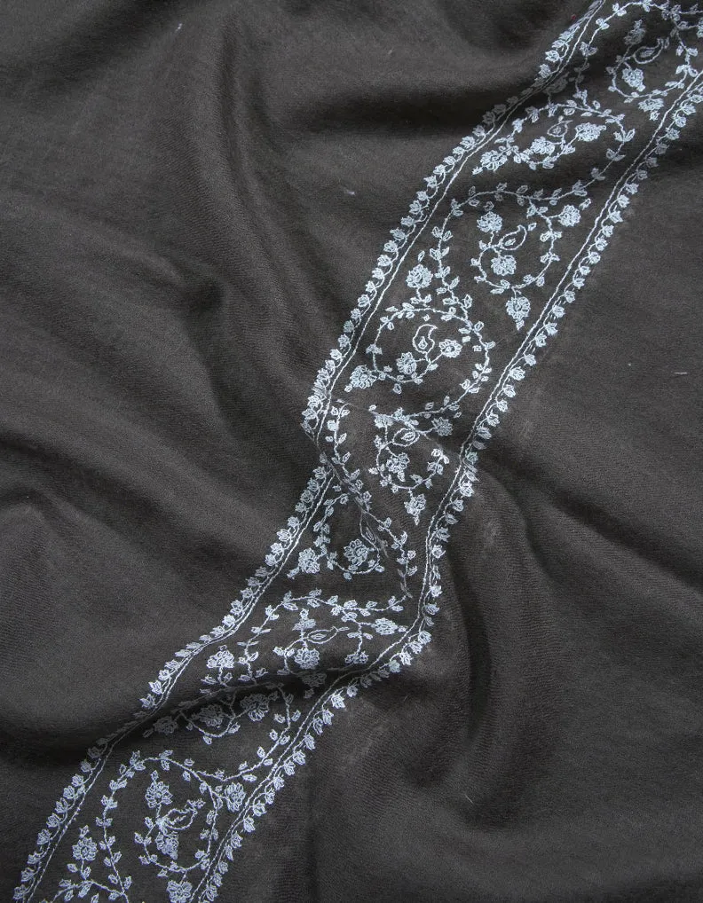 dark natural embroidery pashmina stole 8802