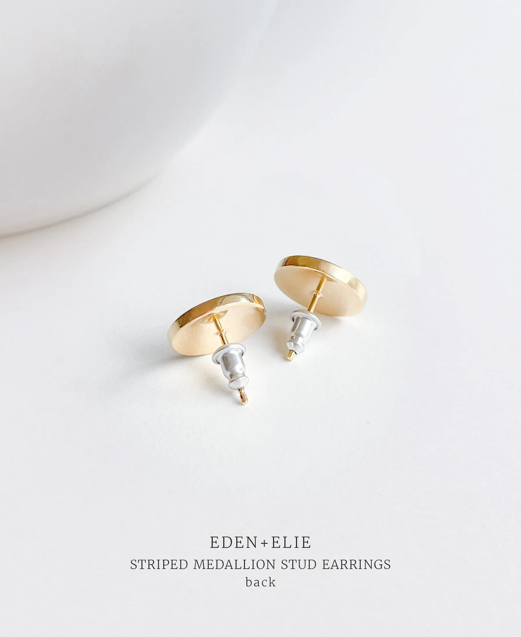 EDEN   ELIE Striped Medallion stud earrings - Hummingbird