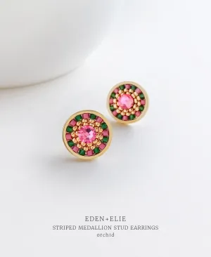 EDEN   ELIE Striped Medallion stud earrings - orchid