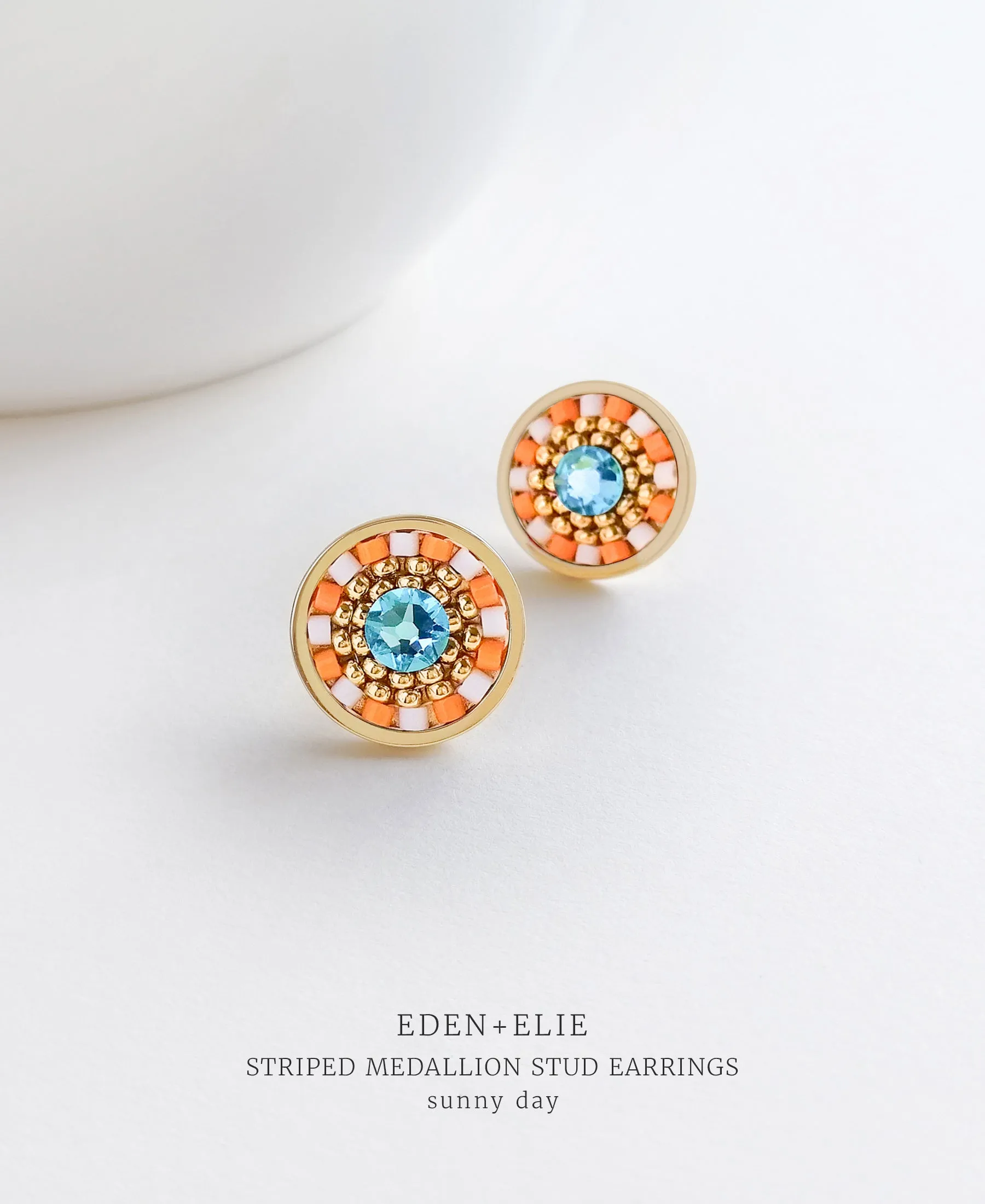 EDEN   ELIE Striped Medallion stud earrings - sunny day