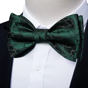 Emerald Green and Black Wedding Bow Tie Set-BTS504