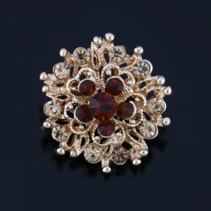 Factory Direct Sale Colored Crystal Small Cute Flower Design Brooch Pins for Women in 12 assorted