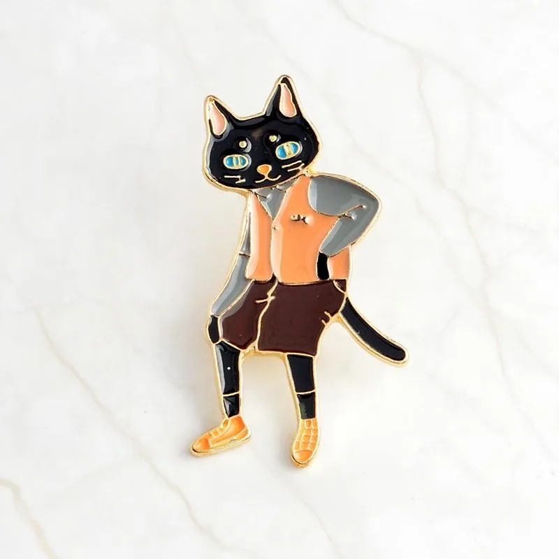 Fancy Rabbit, Fox, and Cat Enamel Brooches