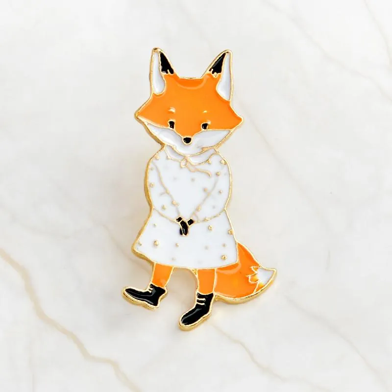 Fancy Rabbit, Fox, and Cat Enamel Brooches