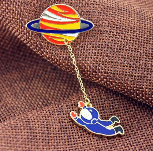 Fashion new style three style astronauts/earth/rabbit girl enamel animal planet brooches women badges clothes pins wholesale