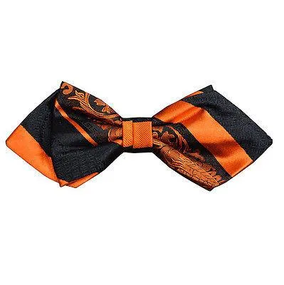 Fire Orange and Black Silk Bow Tie by Paul Malone