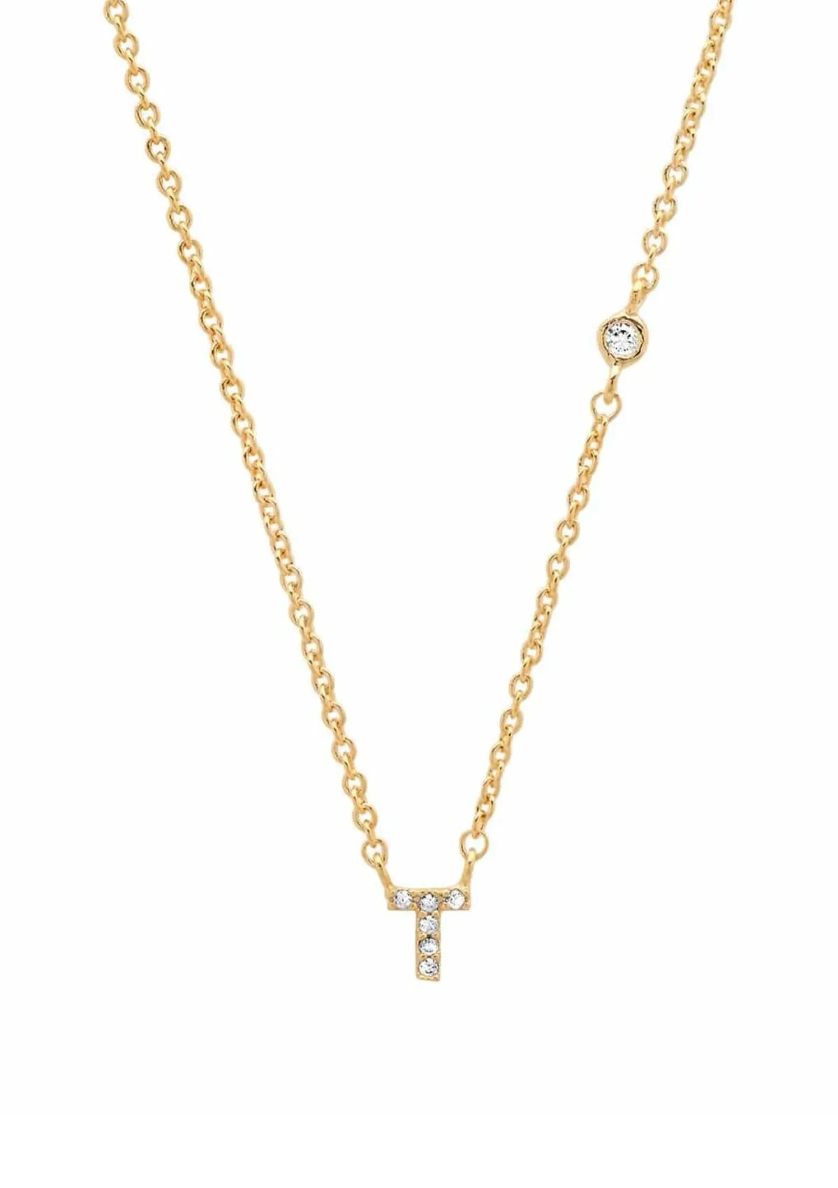 Gold Pave Initial Necklaces