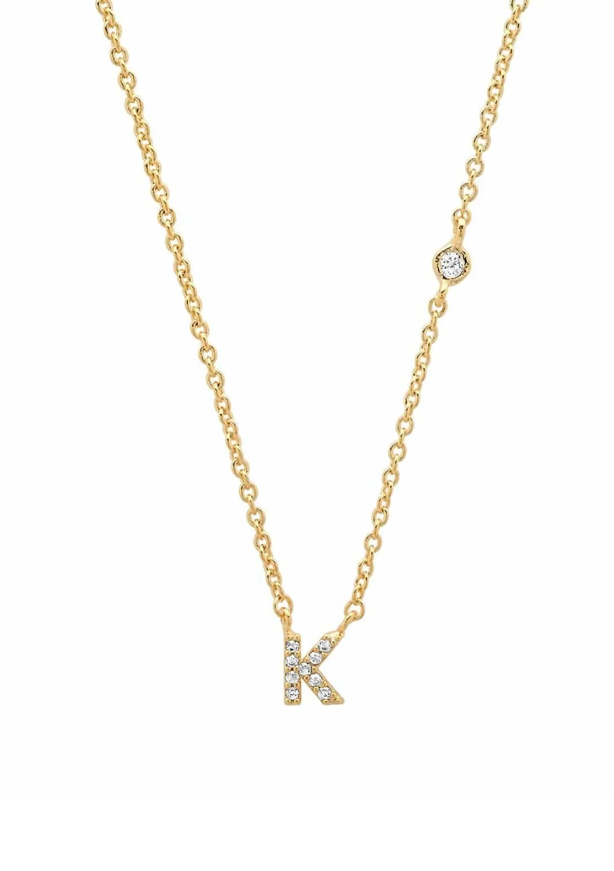 Gold Pave Initial Necklaces