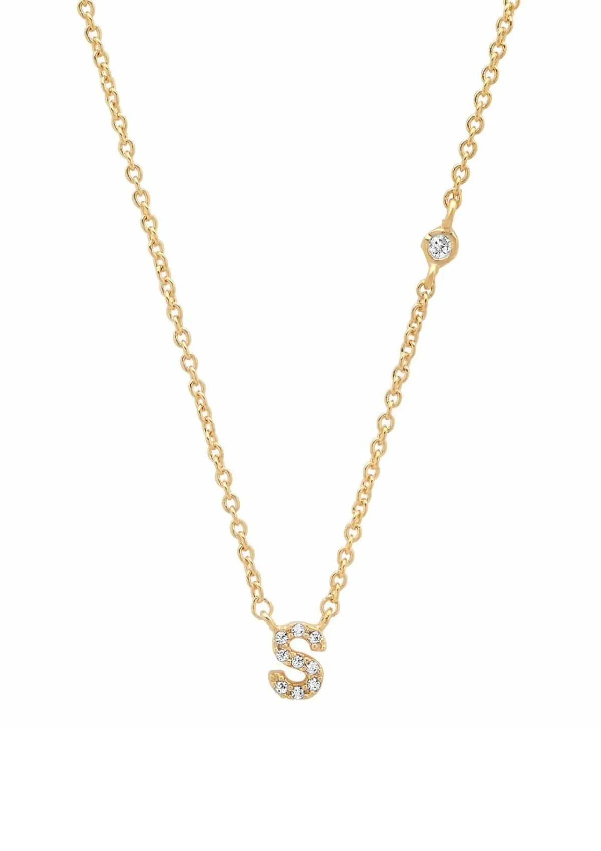 Gold Pave Initial Necklaces