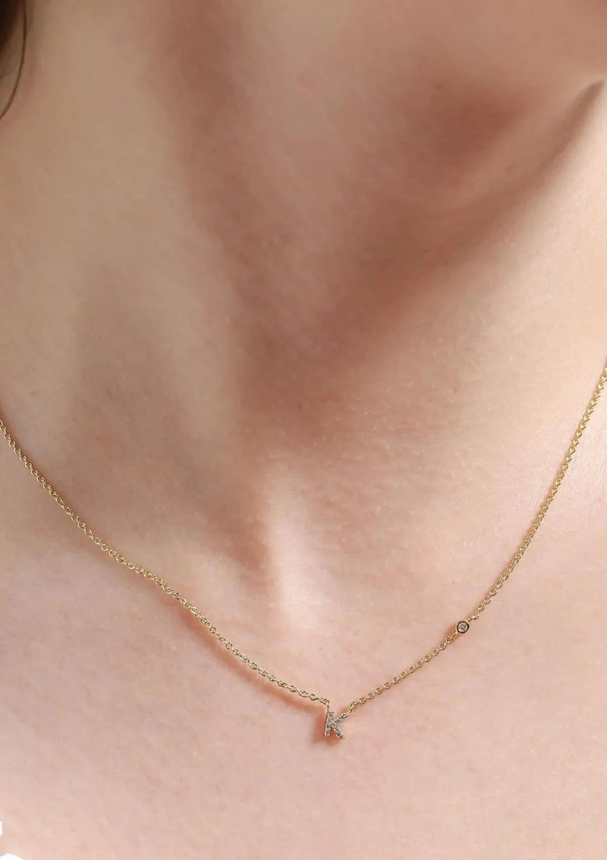 Gold Pave Initial Necklaces