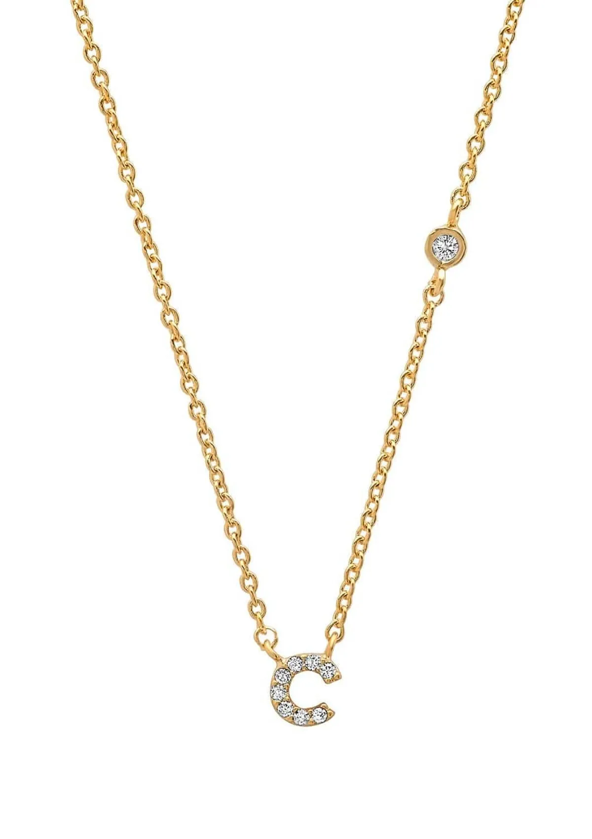 Gold Pave Initial Necklaces