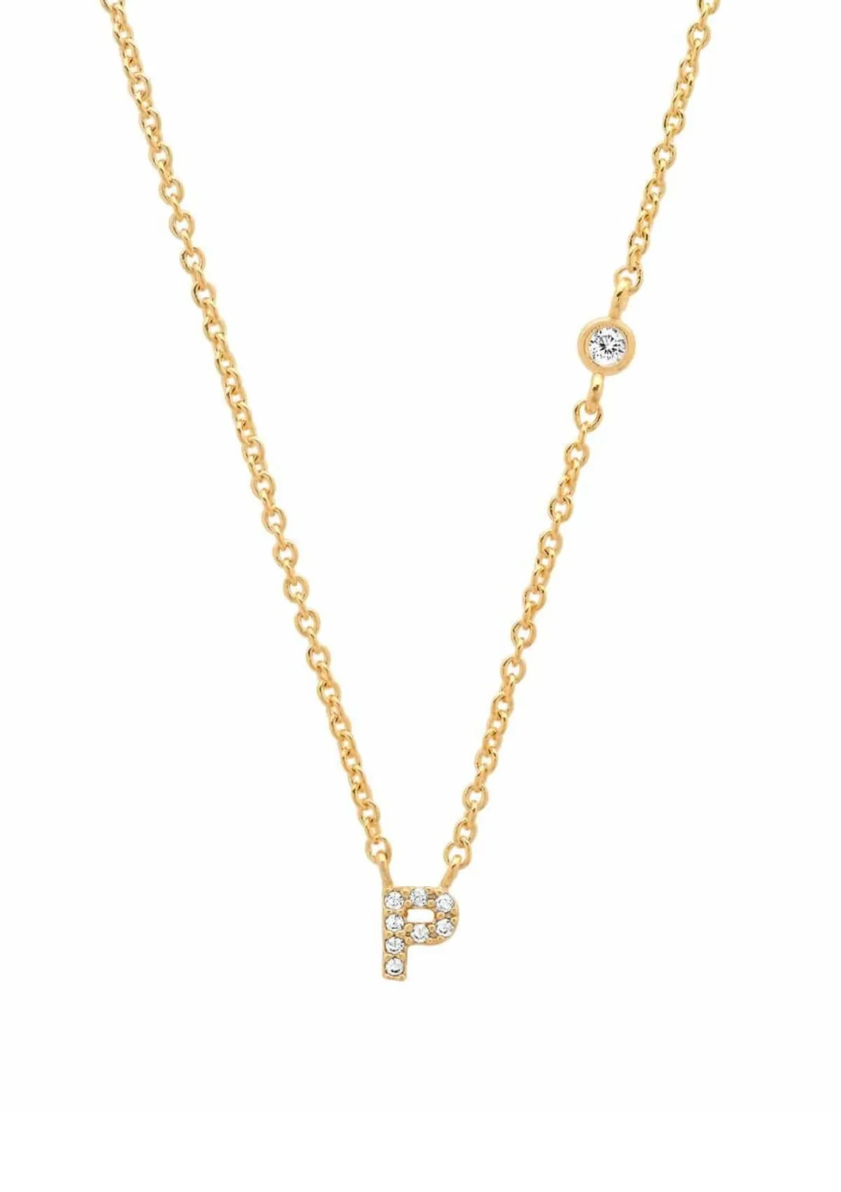 Gold Pave Initial Necklaces