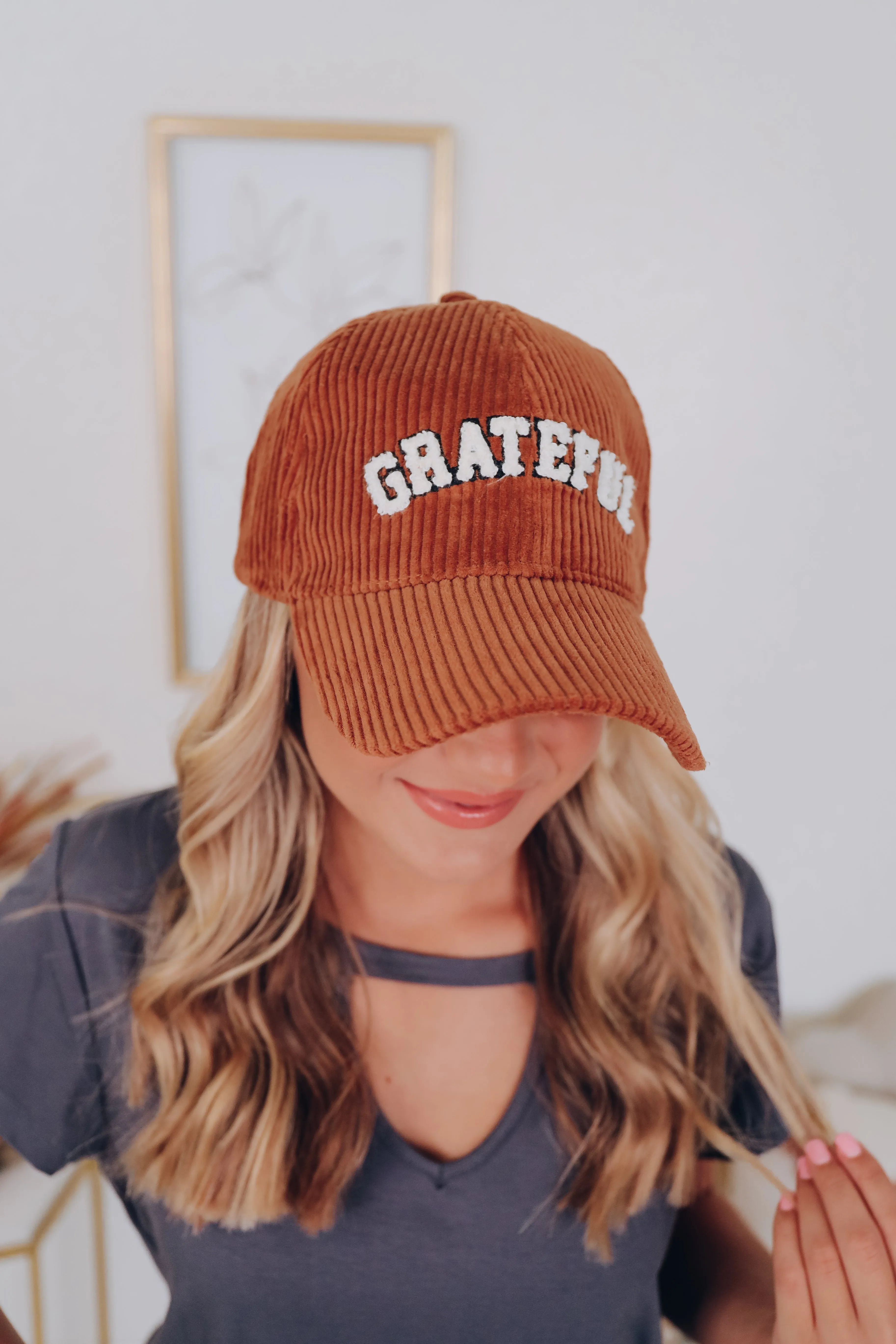 Grateful Patch Corduroy Baseball Cap - Brown