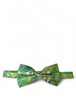 Green and Gold Paisley Silk Bow Tie