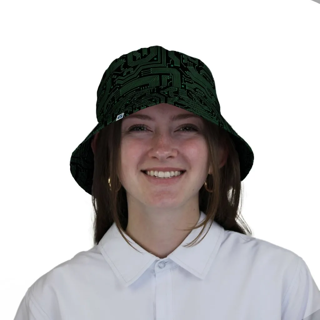 Green Computer Circuits Bucket Hat