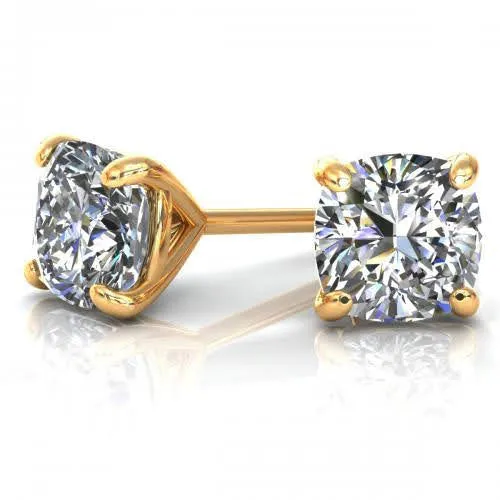 Guaranteed 1.00CT Diamond Stud Earrings in 14KT Yellow Gold