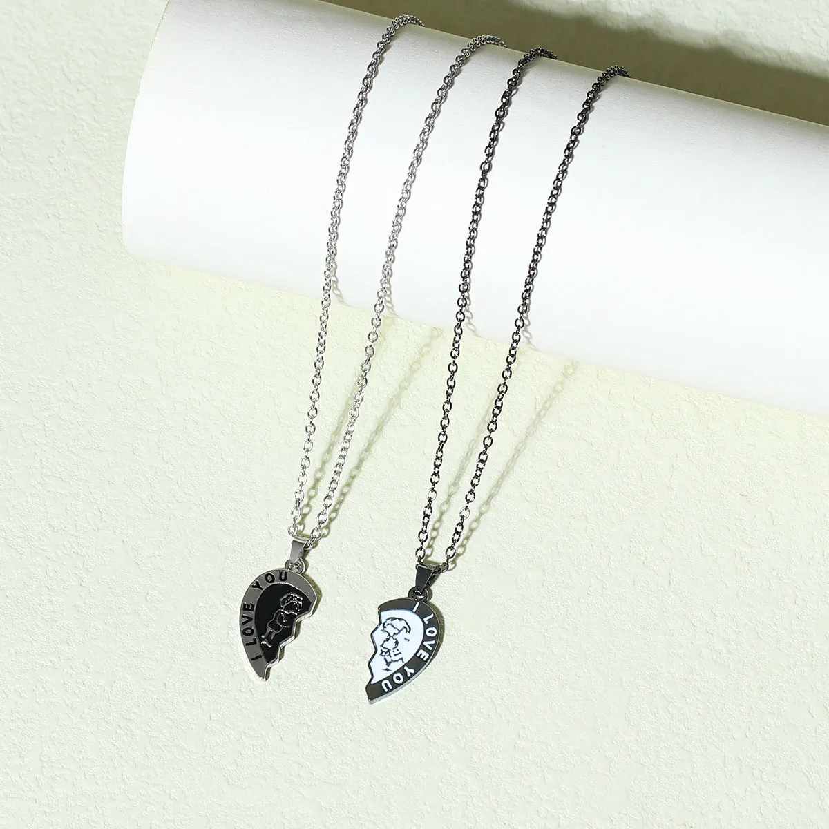 Half Hearts Romantic Necklaces Gift Set for Couples