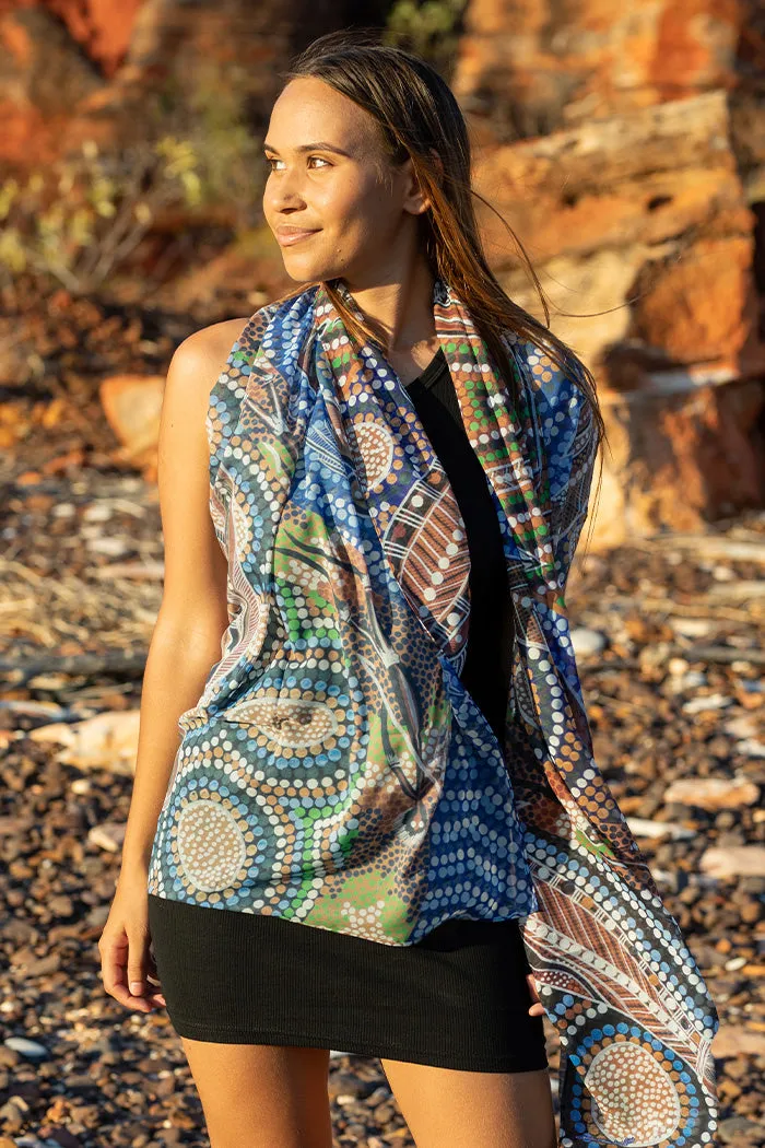 Healing Land, Rivers, Sea and Ocean Rectangle Chiffon Scarf