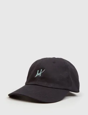 HUF Script Curved Peak Cap - Black/Teal