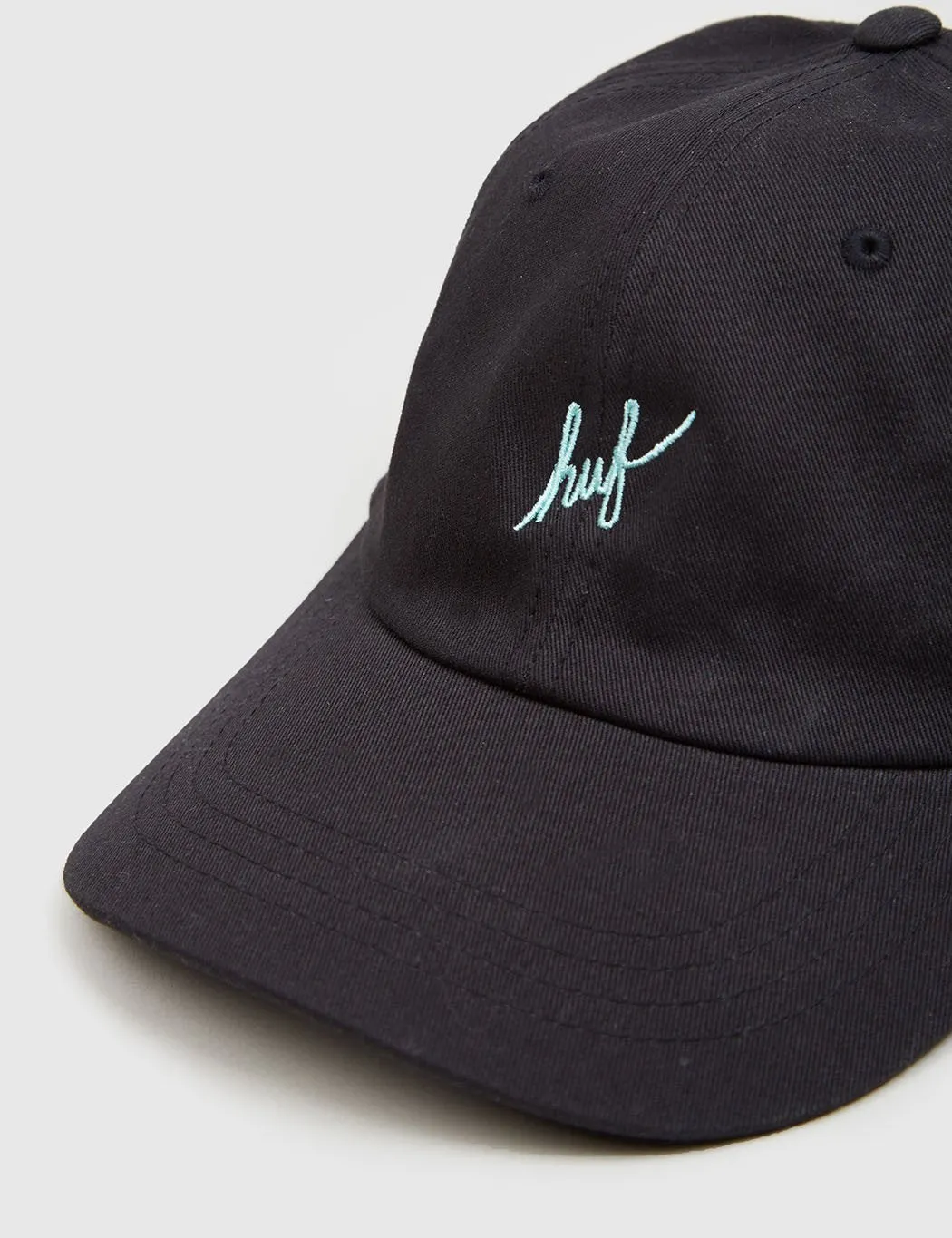 HUF Script Curved Peak Cap - Black/Teal