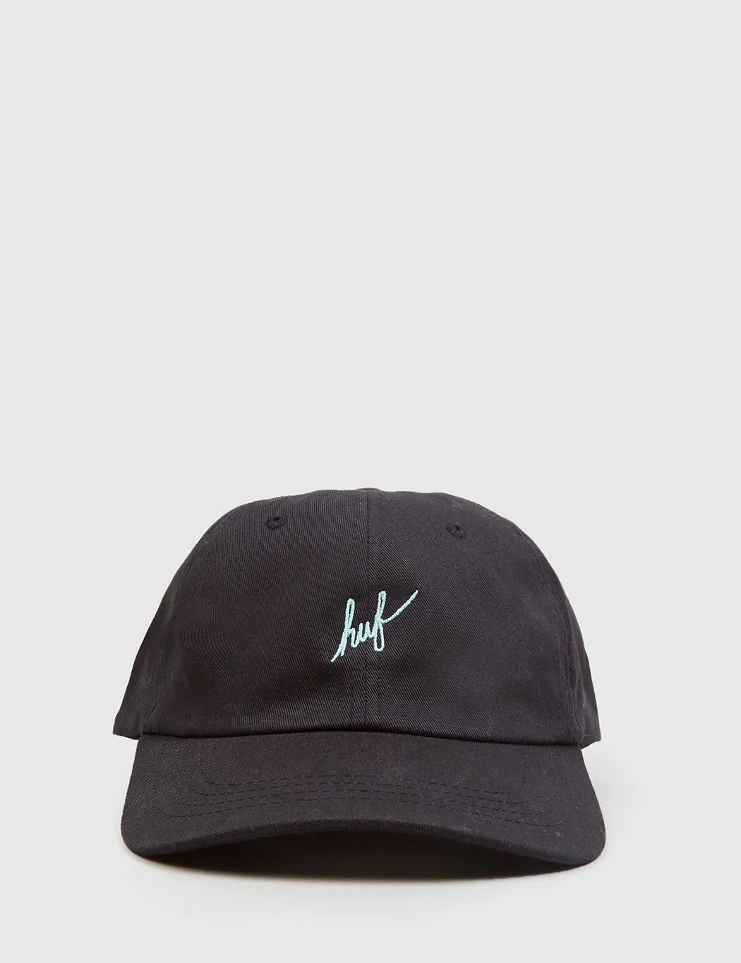 HUF Script Curved Peak Cap - Black/Teal