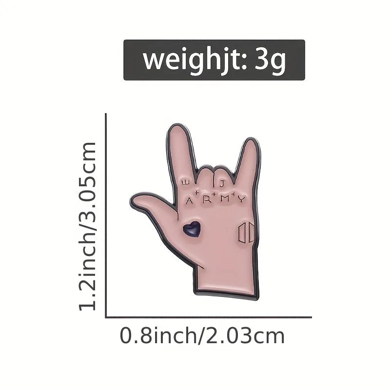 I Love You Gesture Enamel Pins Funny Kpop Jewelry