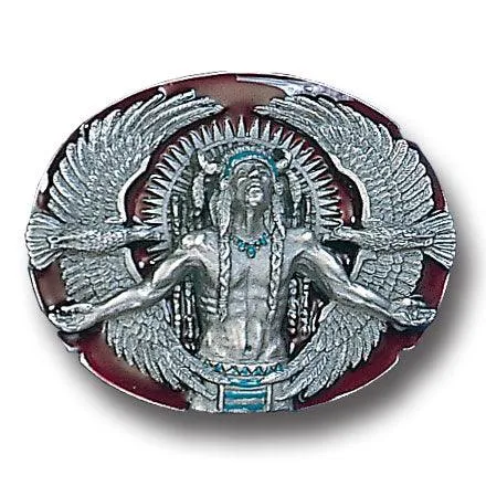 Indian Great Spirit Enameled Belt Buckle