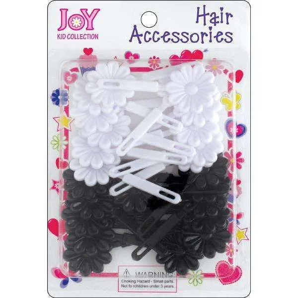 Joy Hair Barrettes 10Ct Black and White