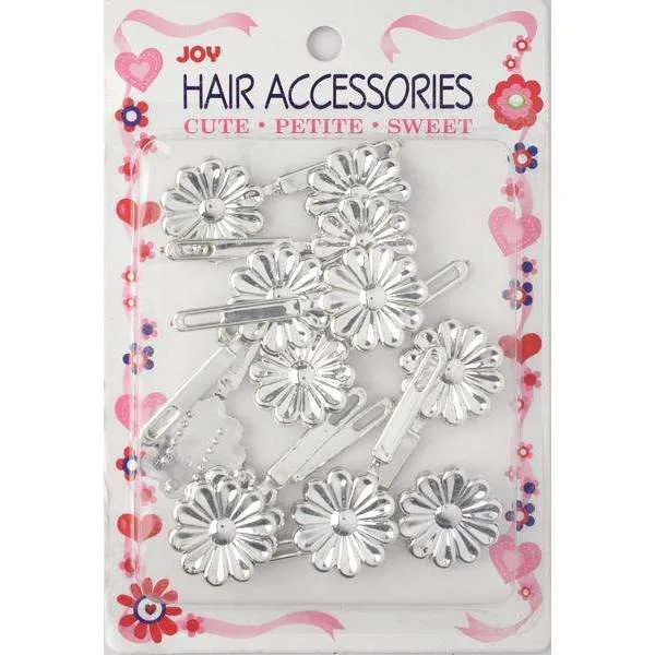 Joy Hair Barrettes Silver Daisy 12ct