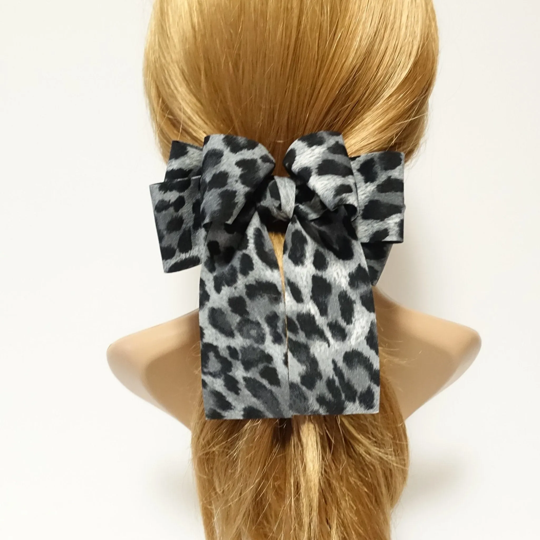 Leopard Print Long Tail Bow French Hair Barrette Women Hair Accessories