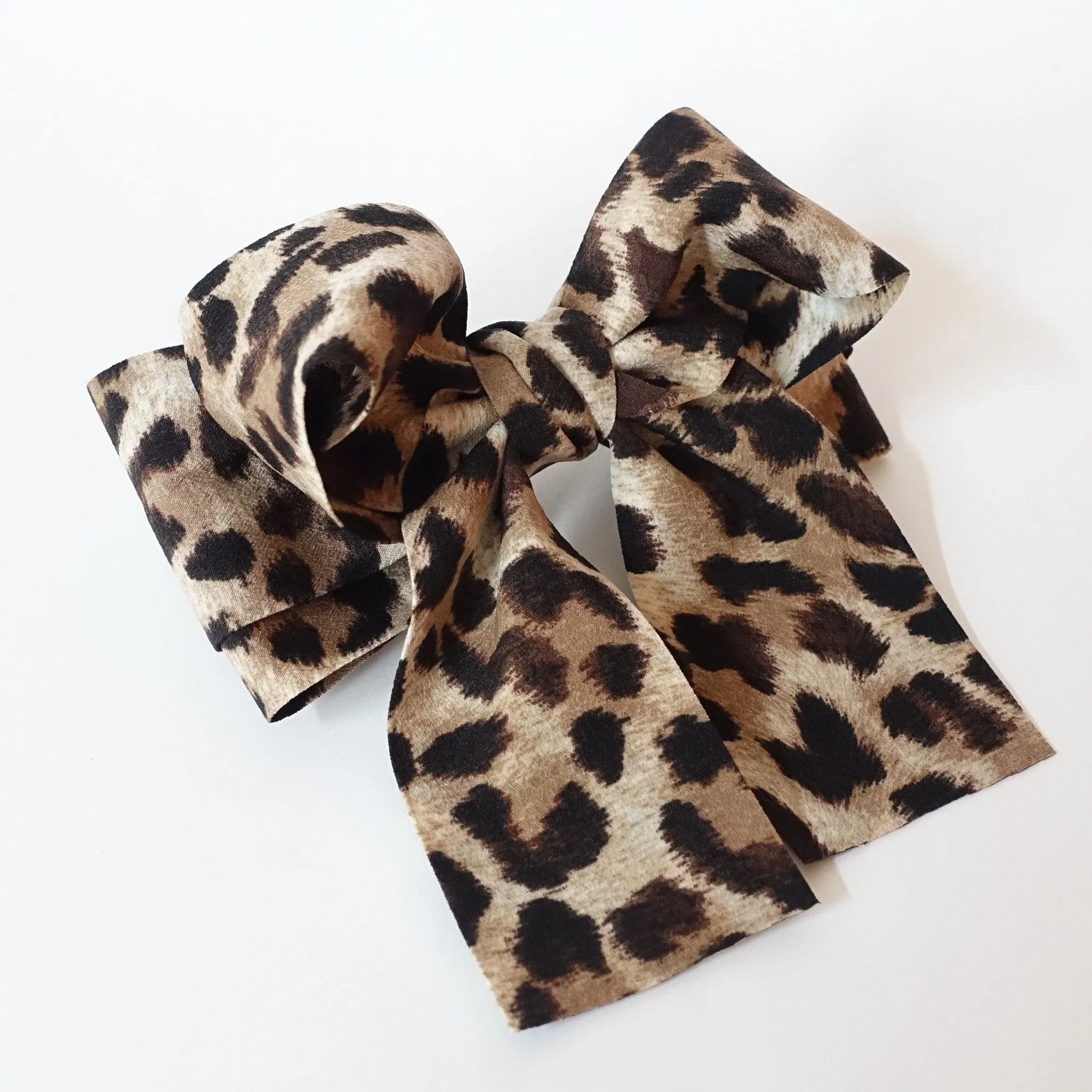 Leopard Print Long Tail Bow French Hair Barrette Women Hair Accessories