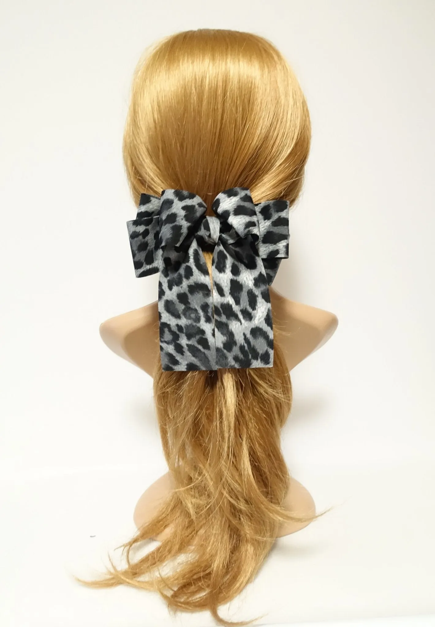 Leopard Print Long Tail Bow French Hair Barrette Women Hair Accessories