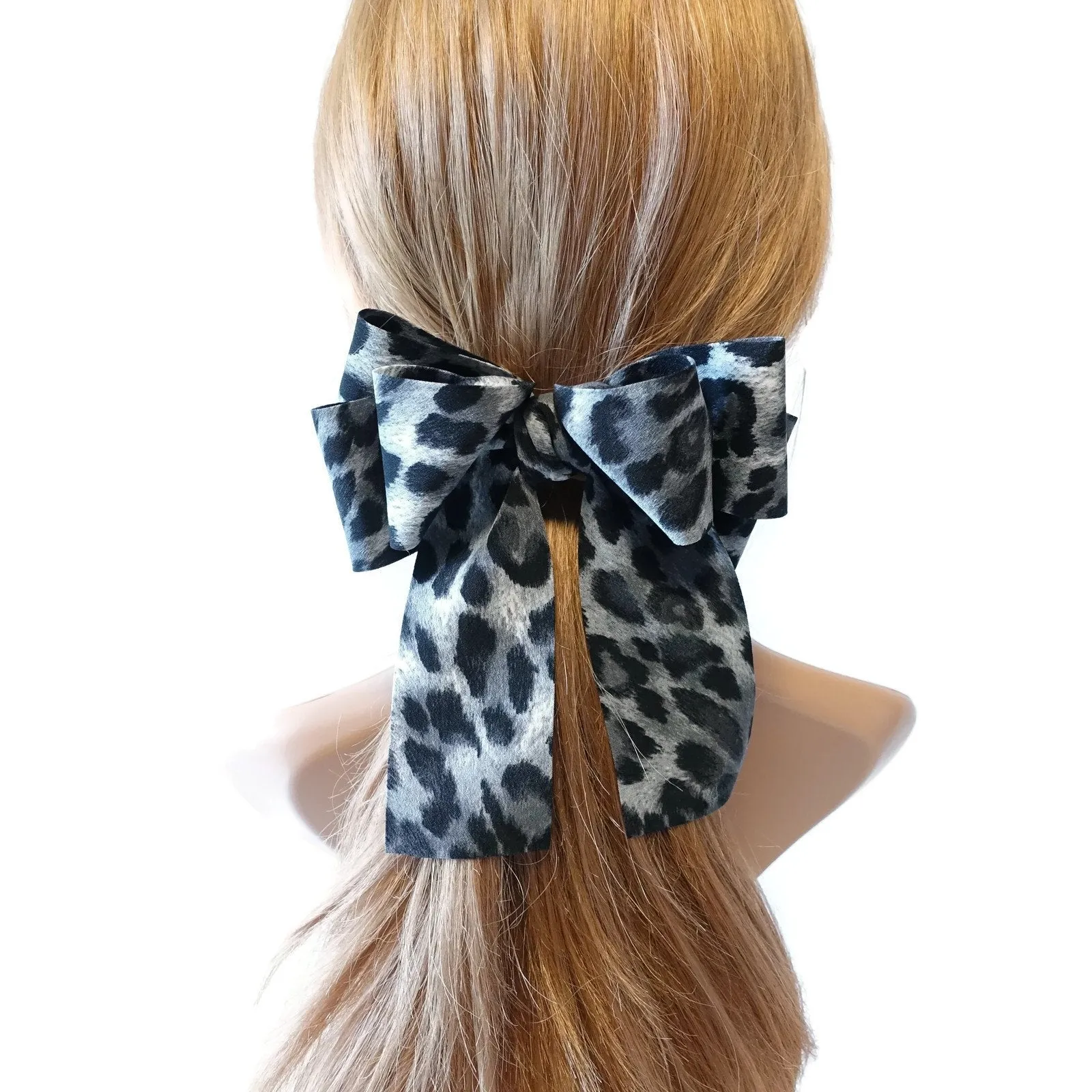 Leopard Print Long Tail Bow French Hair Barrette Women Hair Accessories