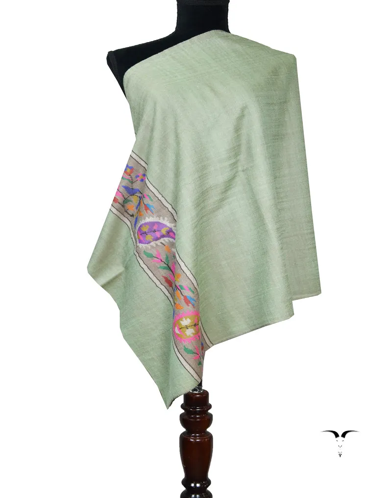 light green kani pashmina stole 7788