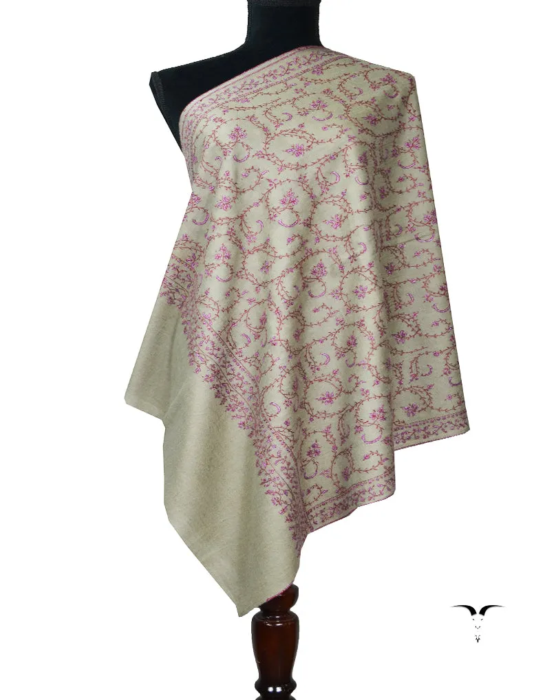 light natural Embroidery Pashmina Stole 7814