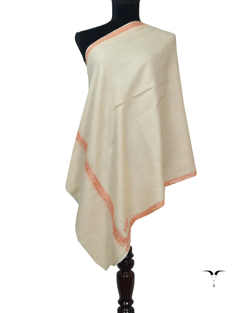 Light natural Pashmina Stole With Tilla 5848