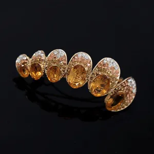 LUX Champagne Czech Rhinestone Oval Array Hair Barrette