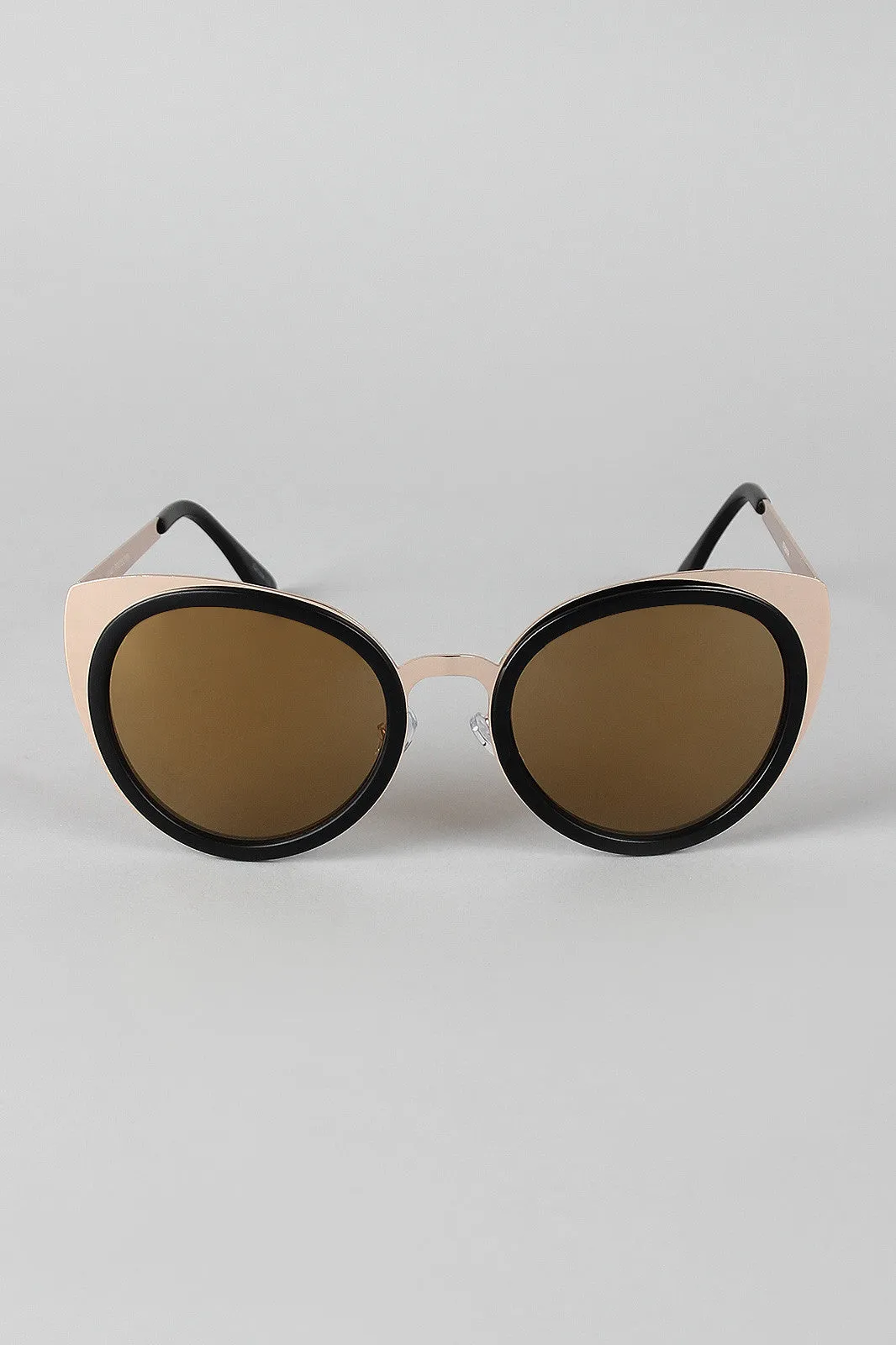 Matte Redacted Metallic Frame Cat Eye Sunglasses