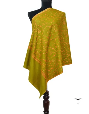 Mehandi Green Pashmina Stole In Sozni 5842