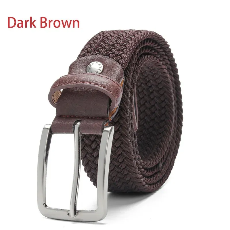 Men Women Casual Knitted Elastic Belt Pin Buckle Mixed Color Webbing Strap Woven Canvas Braided Stretch Belts Military Tactical