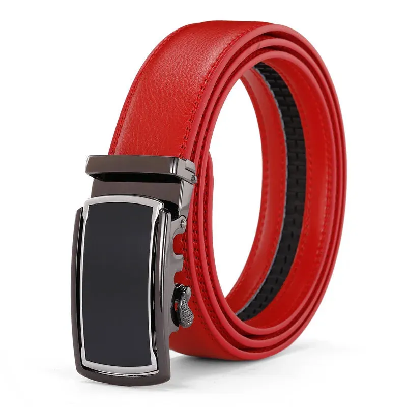 Men's Belt Alloy Automatic Buckle Genuine Leather Belt High Quality Business Casual Male Belts Luxury Fashion Cowhide Waist Band