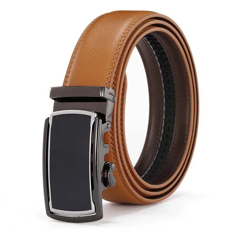 Men's Belt Alloy Automatic Buckle Genuine Leather Belt High Quality Business Casual Male Belts Luxury Fashion Cowhide Waist Band