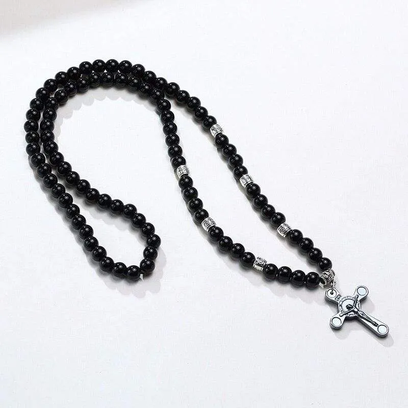 Men's Christian Necklace <br> Beaded Crucifix